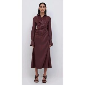 JONATHAN SIMKHAI Mara Vegan Leather Wrap Dress in Mulberry